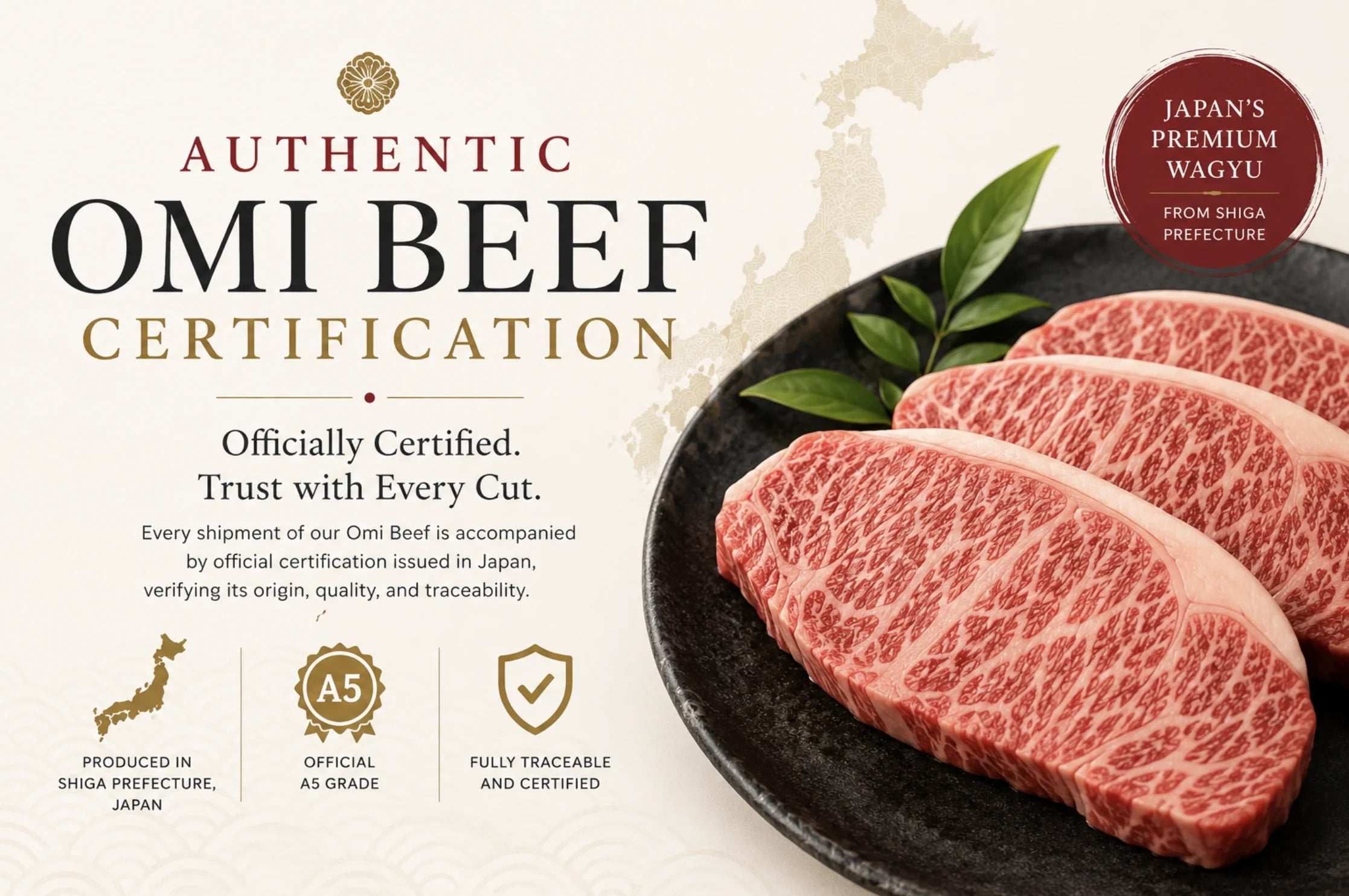 A5 Omi Beaf Certificate from Japan